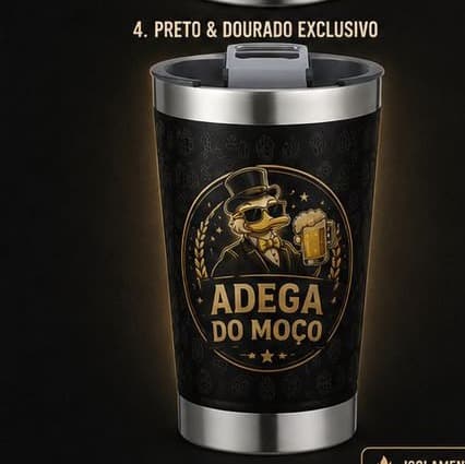 Copo Stanley Adega do Moço versão Preto & Dourado Exclusivo